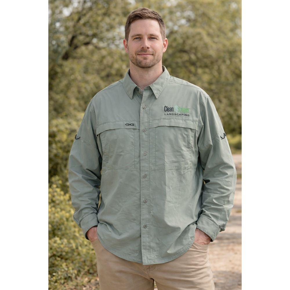 GameGuard Outdoors Mens 2X Vented Microfiber Shirt Clean Scapes Landscaping‎